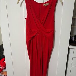 Michael Kors Red Sleeveless Wrap Midi Gown